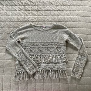 Justice girls cream white shimmery fringe sweater *size 20*